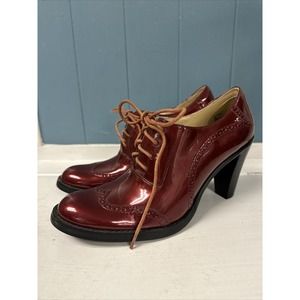 Chadwick’s‎ Red Shiny Patent Leather Lace Up Toe Chunky Heel Court Brogue 6M